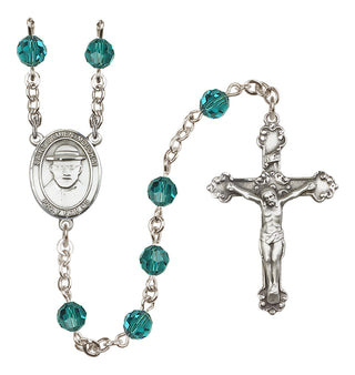 Sterling Silver 6mm Austrian Crystal Saint Damien of Molokai Rosary in Zircon