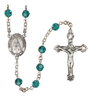 Sterling Silver 6mm Austrian Crystal Our Lady of Rosa Mystica Rosary in Zircon