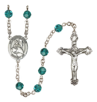 Sterling Silver 6mm Austrian Crystal Guardian Angel Protector Rosary in Zircon