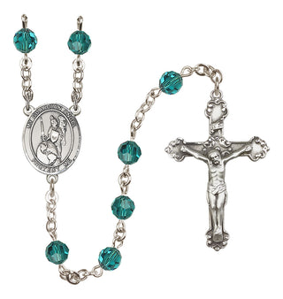 Sterling Silver 6mm Austrian Crystal Guardian Angel of the World Rosary in Zircon