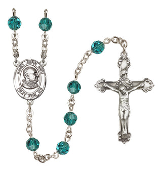 Sterling Silver 6mm Austrian Crystal Saint John Xxiii Rosary in Zircon