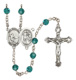 Sterling Silver 6mm Austrian Crystal Saint Sebastian / Soccer Rosary in Zircon