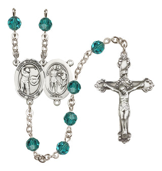 Sterling Silver 6mm Austrian Crystal Saint Sebastian / Golf Rosary in Zircon