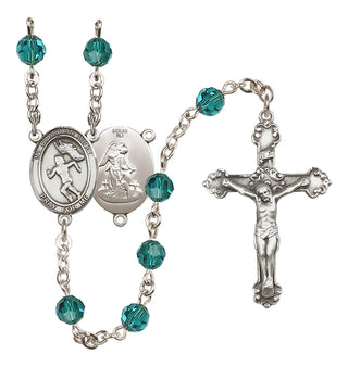 Sterling Silver 6mm Austrian Crystal Guardian Angel/Track&Field-Women Rosary in Zircon