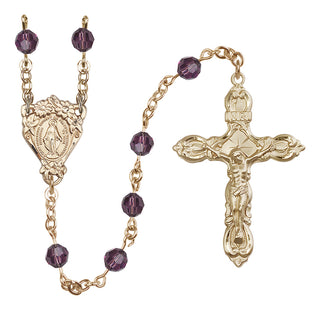 14 Karat Gold-Filled 6mm Austrian Crystal Miraculous Rosary in Amethyst