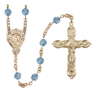 14 Karat Gold-Filled 6mm Austrian Crystal Miraculous Rosary in Aqua