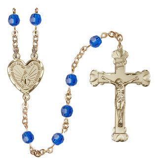 14 Karat Gold-Filled 6mm Austrian Crystal Miraculous Rosary in Capri Blue