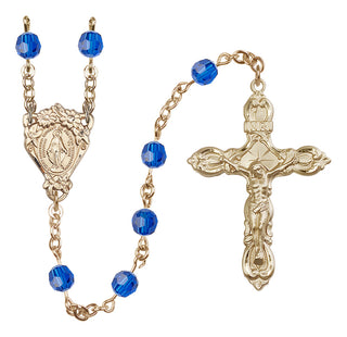 14 Karat Gold-Filled 6mm Austrian Crystal Miraculous Rosary in Capri Blue