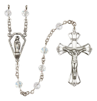 Sterling Silver 6mm Austrian Crystal Miraculous Rosary in Crystal