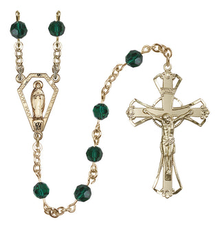 14 Karat Gold-Filled 6mm Austrian Crystal Miraculous Rosary in Emerald