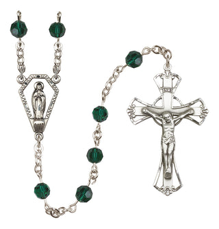 Sterling Silver 6mm Austrian Crystal Miraculous Rosary in Emerald