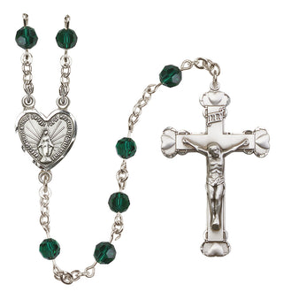 Sterling Silver 6mm Miraculous Heart Rosary