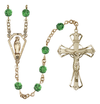 14 Karat Gold-Filled 6mm Austrian Crystal Miraculous Rosary in Erinite