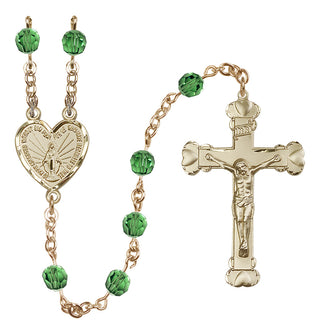 14 Karat Gold-Filled 6mm Austrian Crystal Miraculous Rosary in Erinite