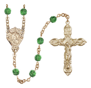 14 Karat Gold-Filled 6mm Austrian Crystal Miraculous Rosary in Erinite