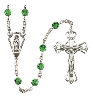 Sterling Silver 6mm Austrian Crystal Miraculous Rosary in Erinite