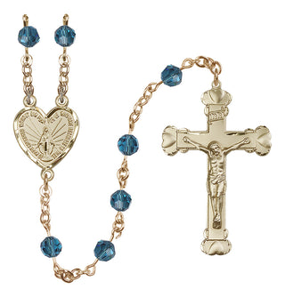 14 Karat Gold-Filled 6mm Austrian Crystal Miraculous Rosary in Indocolite
