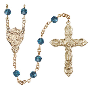 14 Karat Gold-Filled 6mm Austrian Crystal Miraculous Rosary in Indocolite