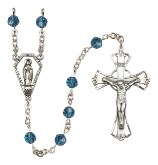 Sterling Silver 6mm Austrian Crystal Miraculous Rosary in Indocolite