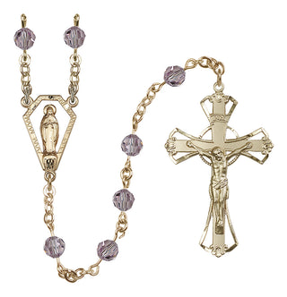 14 Karat Gold-Filled 6mm Austrian Crystal Miraculous Rosary in Light Amethyst