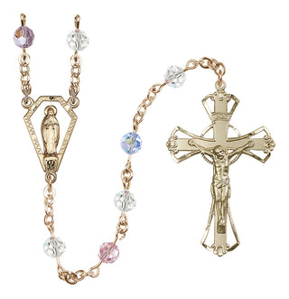 14 Karat Gold-Filled 6mm Austrian Crystal Miraculous Rosary in Multi-Color