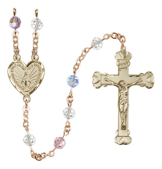 14 Karat Gold-Filled 6mm Austrian Crystal Miraculous Rosary in Multi-Color