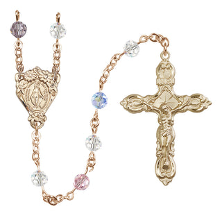 14 Karat Gold-Filled 6mm Austrian Crystal Miraculous Rosary in Multi-Color