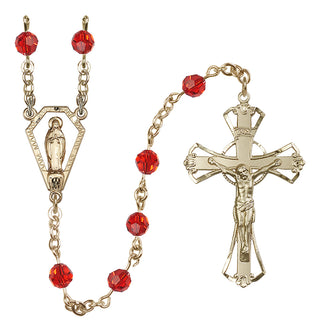 14 Karat Gold-Filled 6mm Austrian Crystal Miraculous Rosary in Ruby