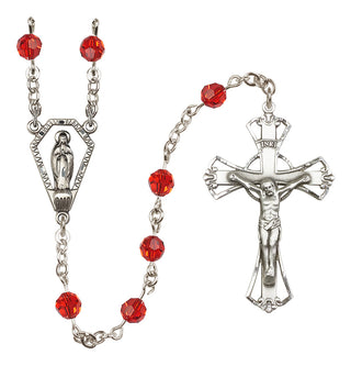 Sterling Silver 6mm Austrian Crystal Miraculous Rosary in Ruby