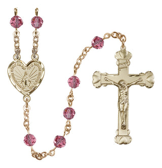 14 Karat Gold-Filled 6mm Austrian Crystal Miraculous Rosary in Rose