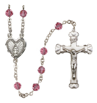 Sterling Silver 6mm Miraculous Heart Rosary