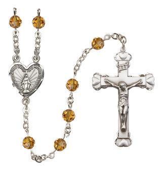 Sterling Silver 6mm Austrian Crystal Miraculous Rosary in Topaz