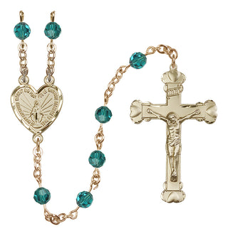 14 Karat Gold-Filled 6mm Austrian Crystal Miraculous Rosary in Zircon