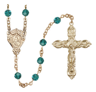14 Karat Gold-Filled 6mm Austrian Crystal Miraculous Rosary in Zircon