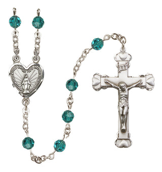 Sterling Silver 6mm Austrian Crystal Miraculous Rosary in Zircon