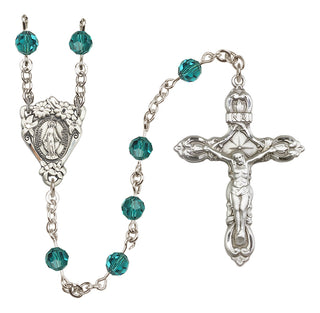 Sterling Silver 6mm Austrian Crystal Miraculous Rosary in Zircon