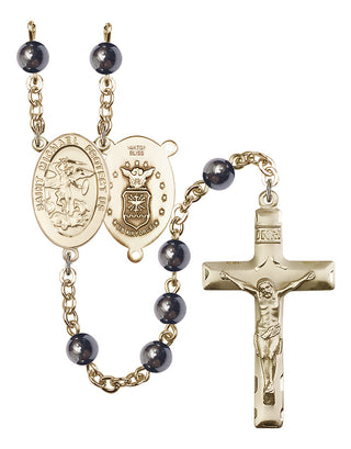 14 KT Gold Filled 6mm Hematite Saint Michael Air Force Rosary