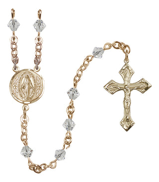 14 Karat Gold 5mm Austrian Crystal Miraculous Rosary in Crystal