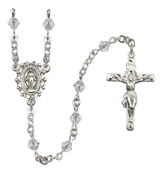 Sterling Silver 5mm Austrian Crystal Miraculous Rosary in Crystal