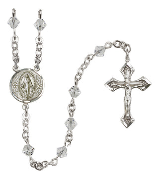 Sterling Silver 5mm Austrian Crystal Miraculous Rosary in Crystal