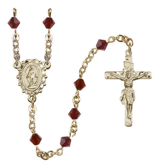 14 Karat Gold-Filled 5mm Austrian Crystal Miraculous Rosary in Garnet