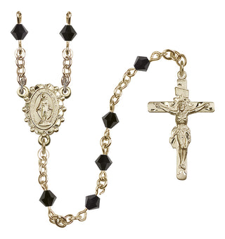 14 Karat Gold-Filled 5mm Austrian Crystal Miraculous Rosary in Jet