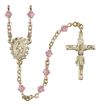 14 Karat Gold-Filled 5mm Austrian Crystal Miraculous Rosary in Light Rose