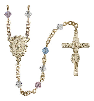 14 Karat Gold-Filled 5mm Austrian Crystal Miraculous Rosary in Multi-Color