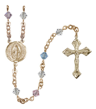 14 Karat Gold-Filled 5mm Austrian Crystal Miraculous Rosary in Multi-Color