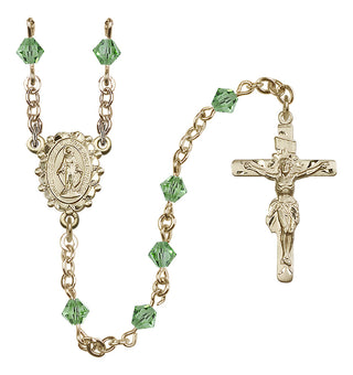 14 Karat Gold-Filled 5mm Austrian Crystal Miraculous Rosary in Peridot