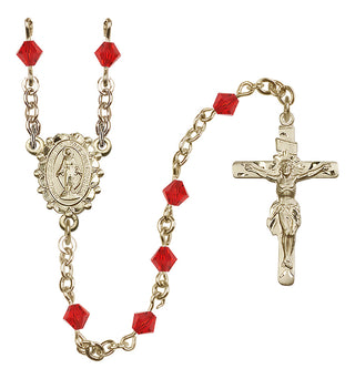 14 Karat Gold-Filled 5mm Austrian Crystal Miraculous Rosary in Ruby
