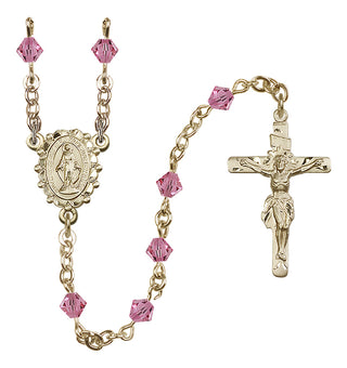14 Karat Gold-Filled 5mm Austrian Crystal Miraculous Rosary in Rose