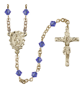 14 Karat Gold-Filled 5mm Austrian Crystal Miraculous Rosary in Sapphire