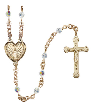 14 Karat Gold-Filled 4mm Austrian Crystal Miraculous Rosary with Aurora Borealis in Crystal